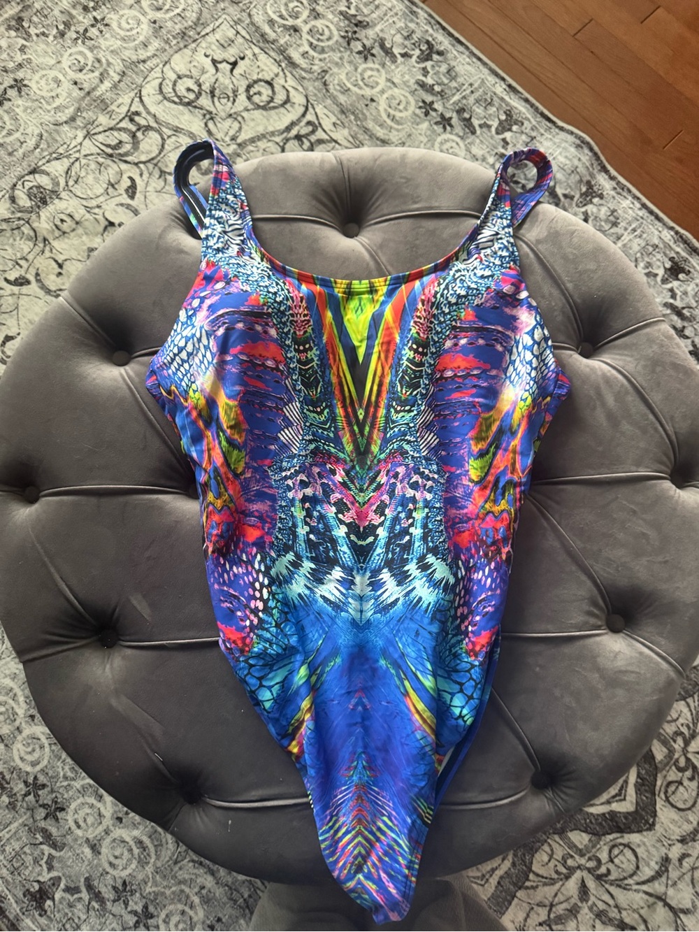 Swimsuits For All Blue Multicolor Printed One-Piece